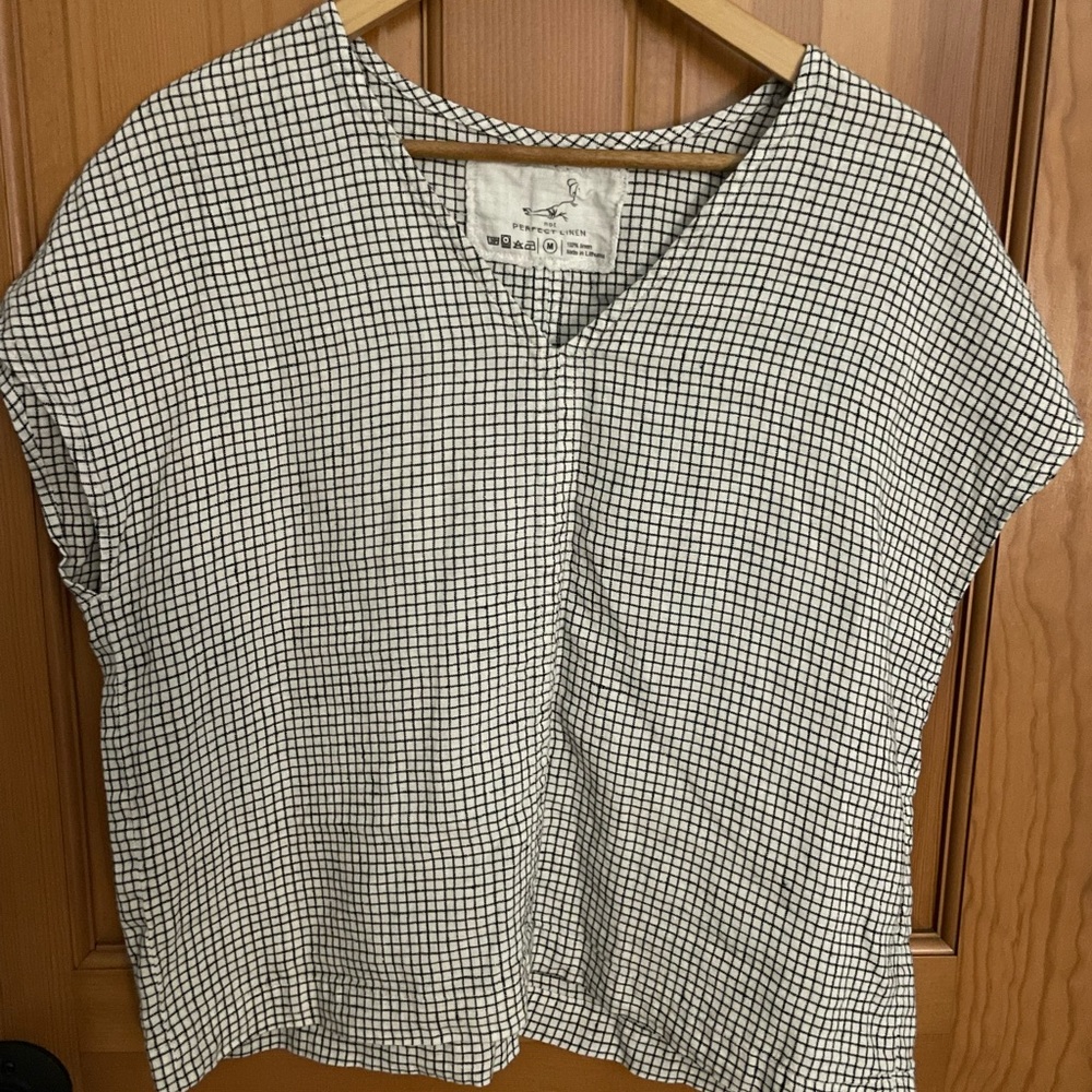 notPERFECTLINEN Black&White Checkered Malta Top